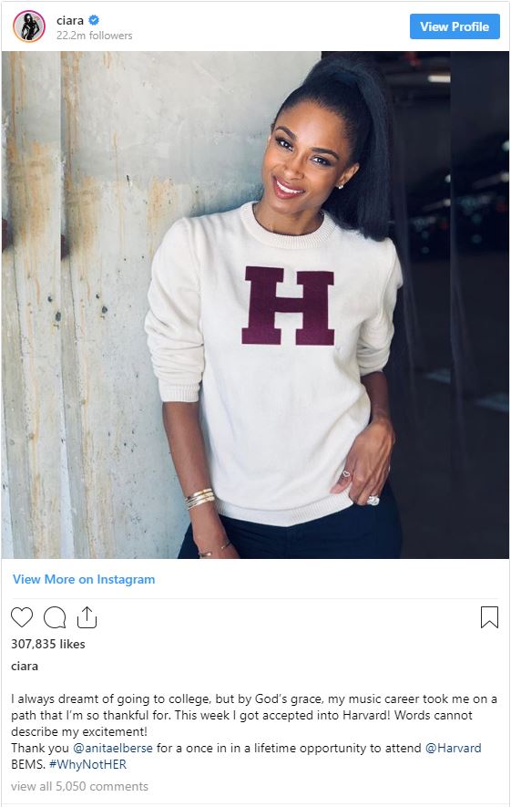 Ciara Accepted into Harvard Business School