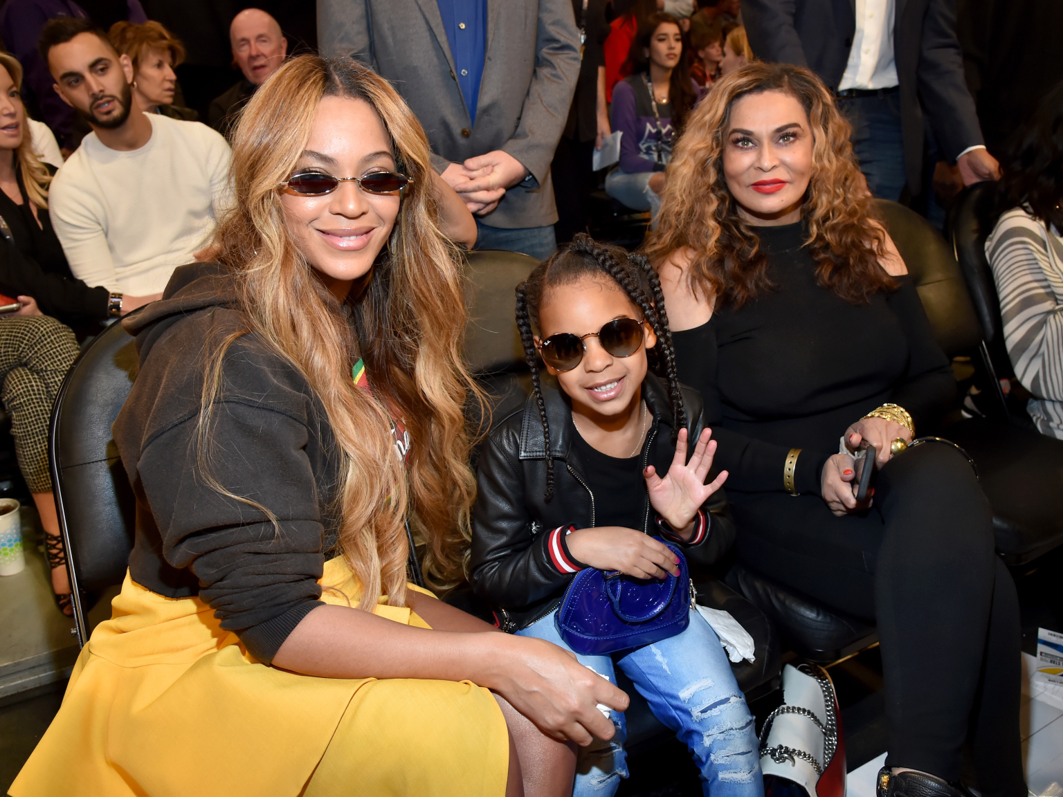 Tina Knowles Lawson with daughter Beyoncé and granddaughter Blue Ivy