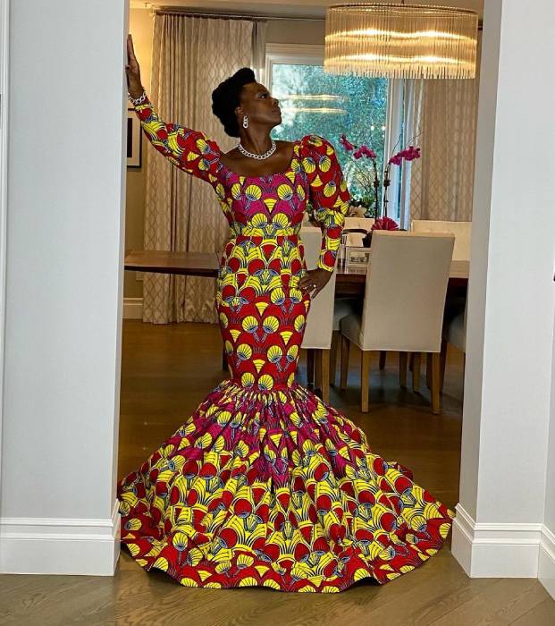 Viola Davis' Stunning African print Dress for the 2021 Golden Globes