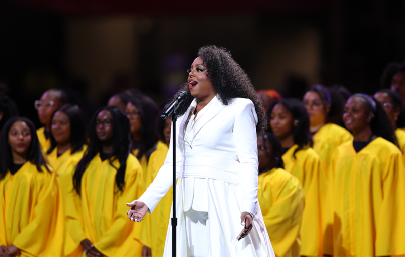 Super Bowl - Ledisi sings Lift Every Voice and Sing with 125 New Orleans students