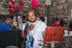 DJ DinkeyDe spinning the jams at the Vivica Fox Hair Collection event in Houston 3-8-2025